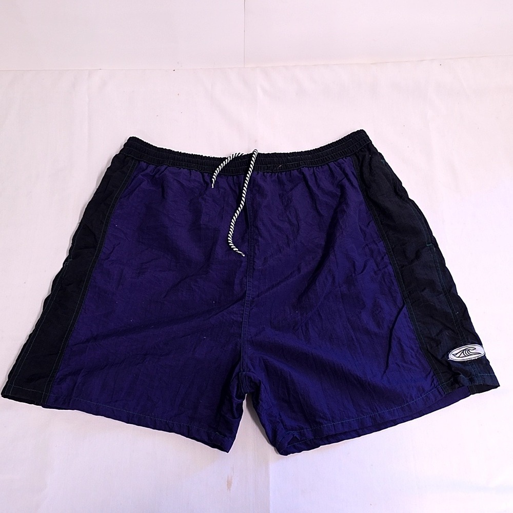Wave Zone Swim Trunks Men XL Purple Black Colorblock Vintage Board Shorts